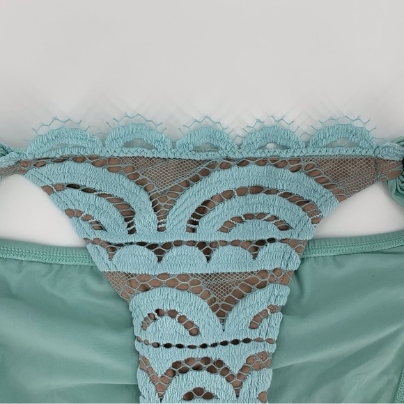 PQ Swim NWT Seafoam Green Lace Fanned Full Bikini Bottom, Small - Picture 12 of 16
